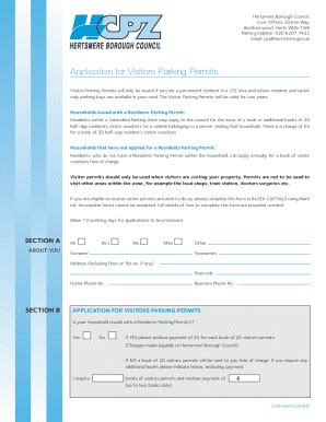 Fillable Online Controlled Parking Zone Visitor Application Controlled