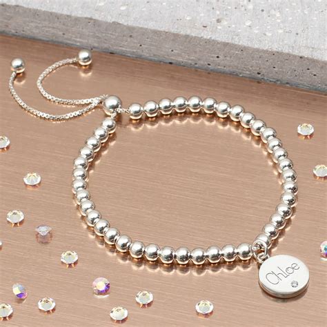 Sterling Silver And Diamond Personalised Ball Bracelet By Hurleyburley
