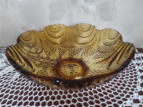 Szkło Bohemian Josef Inwald Amber Pressed Glass Bowl Art Deco 1930 Białystok Nowe Miasto • Olxpl