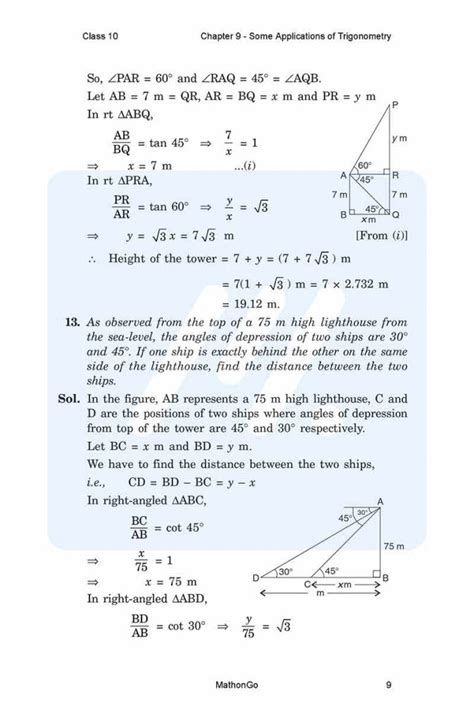 Trig applications geometry chapter 8 packet key / ncert solutions for class 10 mathematics chapter 8 introduction to trigonometry exercise 8 1. NCERT Solutions for Class 10 Maths Chapter 9 - Some Applications of Trigonometry PDF Download