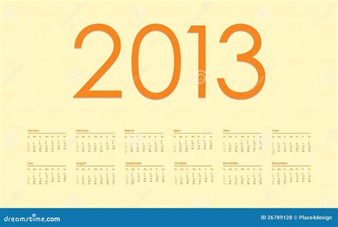 2013 Year Calendar Stock Vector Illustration Of Empty 26789128