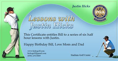 This is the perfect gift for the golfer in the house, or someone just starting out what could they want more than a golf lesson gift certificate golf lessons are one golf lesson. Gift Certificate - Hicksgolf