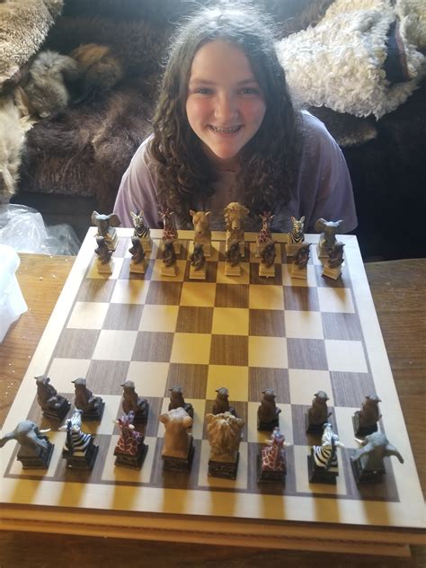 Animals Of The Savanna Chess Set With Storage Board