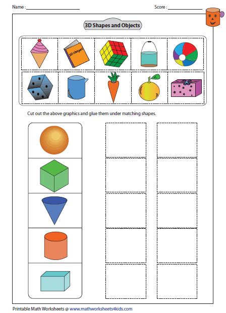Worksheet For The 3d Shapes And Geometrics Game With Pictures To Be Colored