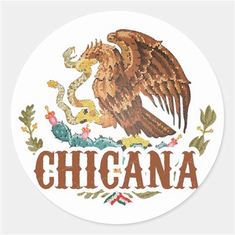 Chicana Mexico Coat Of Arms Classic Round Sticker