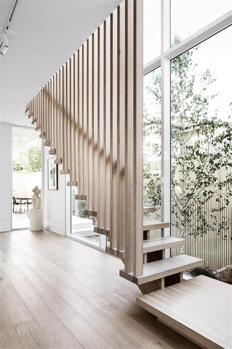 Beautiful Staircase Design With Timber Railing For Modern Minimalist