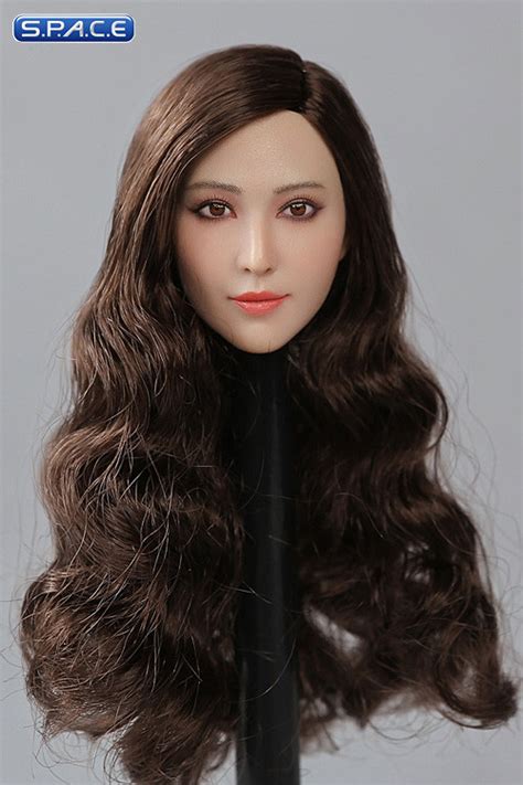 1 6 scale asian female head sculpt curly brunette hair