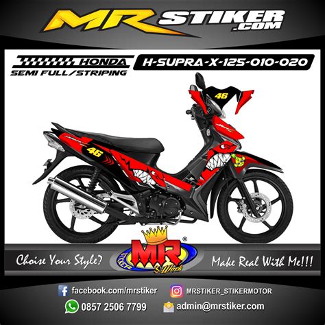 Motor supra x 125 merupakan motor penerus generasi motor supra 110 yang dikeluarkan oleh honda motor indonesia. Stiker motor decal Honda Supra X 125 Shark Maroon - stiker ...