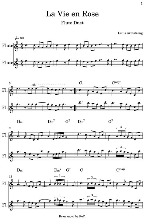 La Vie En Rose Sheet Music Louis Armstrong
