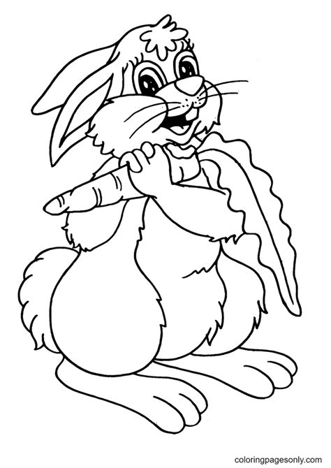Bunny Eating Carrots Coloring Page Free Printable Coloring Pages