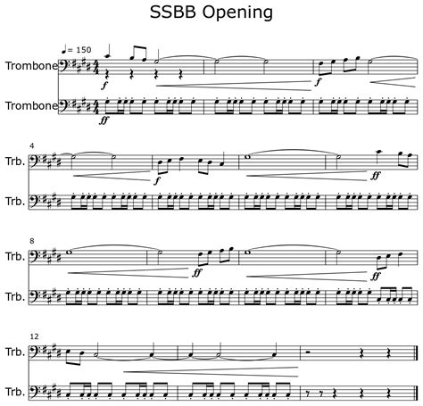 Ssbb Opening Sheet Music For Trombone