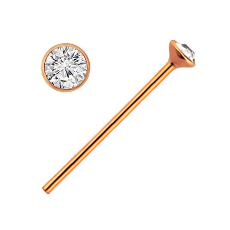 Rose Gold Plated 925 Sterling Silver Straight Nose Stud 1