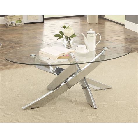 Furniture Of America Myron Contemporary Style Chrome Base Coffee Table