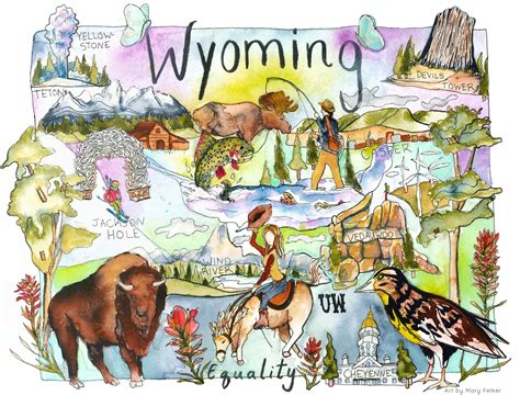Wyoming Coloring Wyoming Print Wyoming Art Wyoming Coloring Etsy