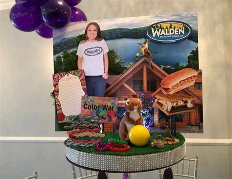 Camp Themed Centerpiece Diorama Color Wars Photo Cutout Balloon Arrangements Bar Mitzvah