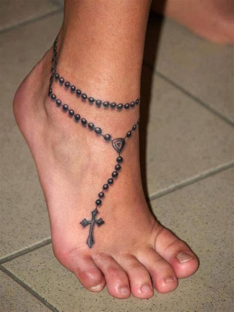 Neclace Rosary Foot Tattoos Foot Tattoos Ankle Tattoos For Women