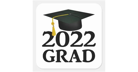 Bold Class Of 2022 Grad Cap Square Sticker Zazzle