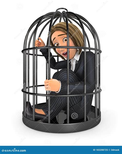 D Business Woman Locked In A Cage Stock Illustration Illustration Of Trap Justice