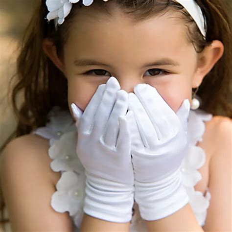 2017 retail high quality elengent flower girl gloves satin silk gloves white short gloves 1 12t