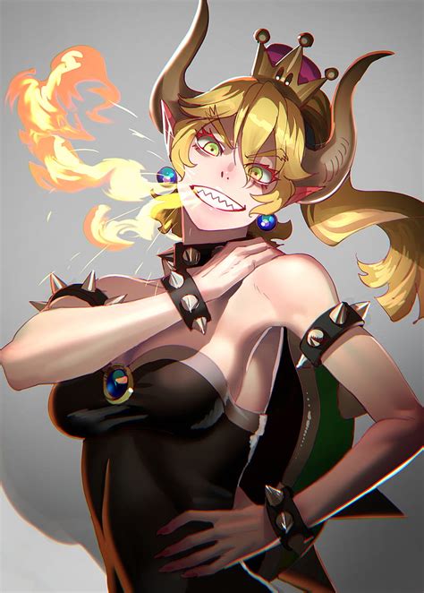 Bowsette Super Mario Anime Girls Painted Nails Anime Blonde Crown