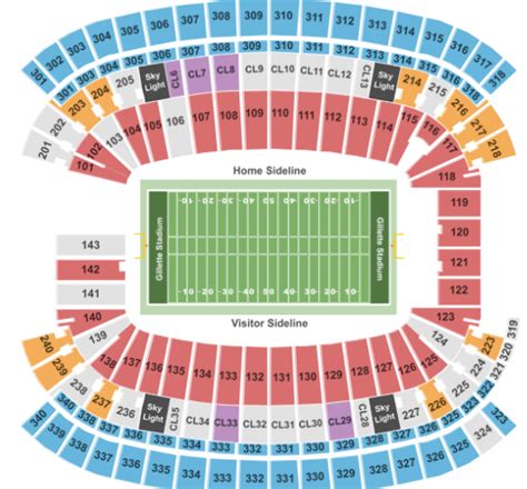 Gillette Stadium Seating Map Concert Elcho Table
