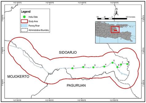 Map Of The Research Location Porong River Sidoarjo East Java