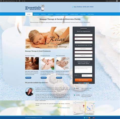 essentials massage and facials of riverview florida website has a appointment setting system in