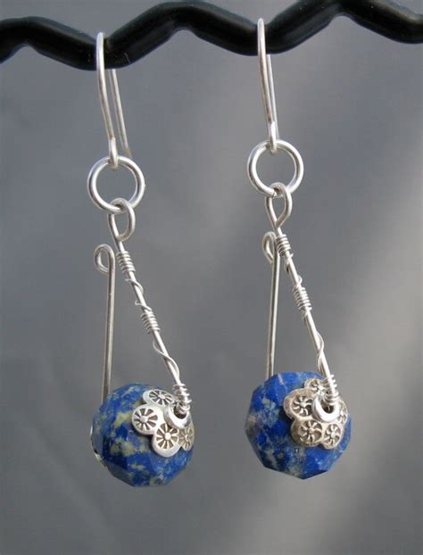 Items Similar To Blue Lapis Stone Sterling Silver Wire Wrapped Dangle