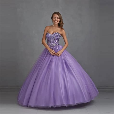 Strapless Ball Gown Beaded Light Purple Quinceanera Dressesdress Bling