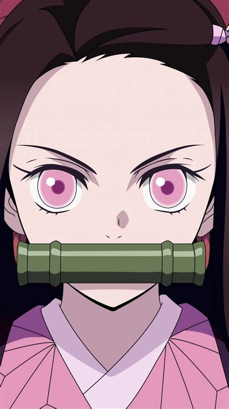 750x1334 Angry Kamado Nezuko Pink Eyes Anime Girl Wallpaper Anime