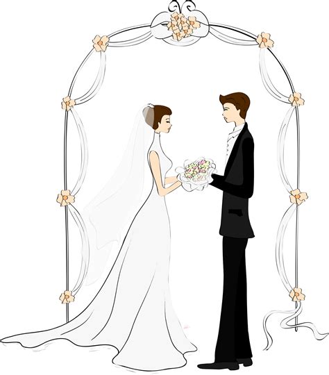 Cartoon Couple Wedding Drawing Marriage Arches And Cartoon Couple Png