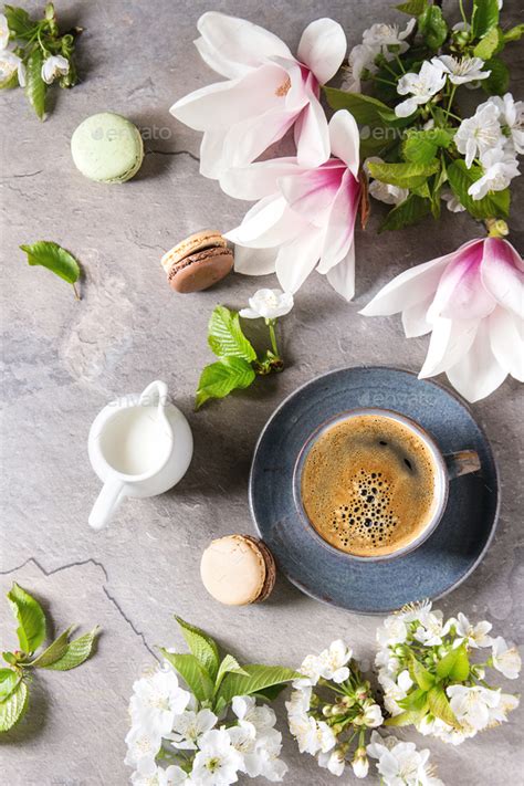Coffee With Spring Flowers Stock Photo By Natashabreen Photodune