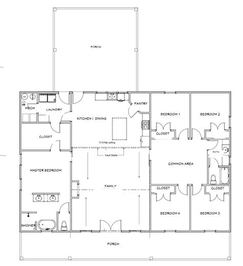 40x60 Barndominium 5 Bedroom Complete Pdf Blueprints And Etsy