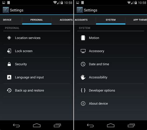 Change Android Setting App Into Tabbed Menu With Biftor Settings