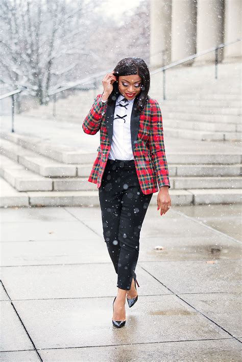 How To Wear Plaid For Work Holiday Jadore Fashion