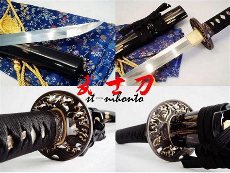 Battle Ready Quenched Spring Steel Japanese Samurai Katana Wave Tsuba