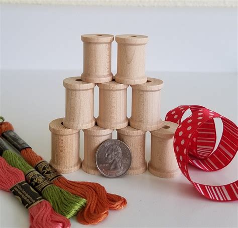 Unfinished Wood Spools Crafts Sewing Threads 1 18 X Etsy