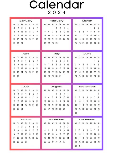 Calendar 2024 Png Hd Png Mart