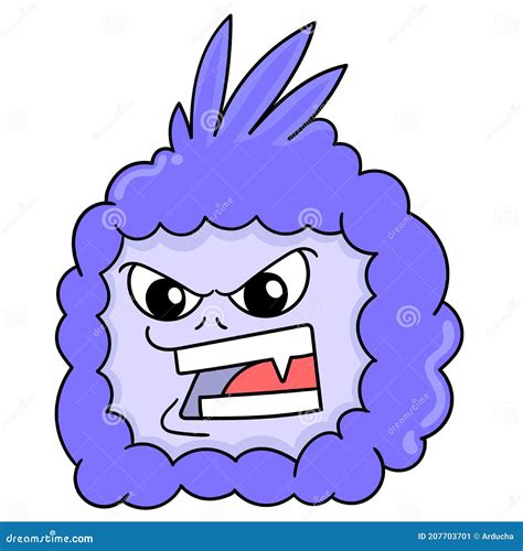 Monster Head Emoticon With Angry And Screaming Face Doodle Icon Image