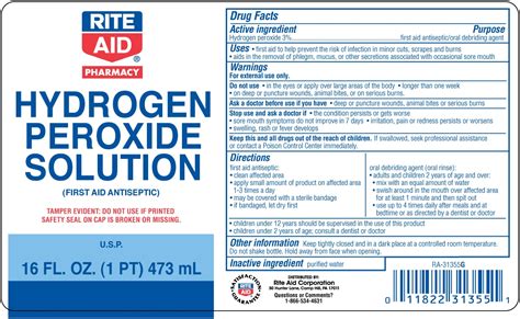 Hydrogen Peroxide By Rite Aid Corporation Drug Facts