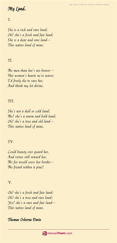 My Land Poem By Thomas Osborne Davis