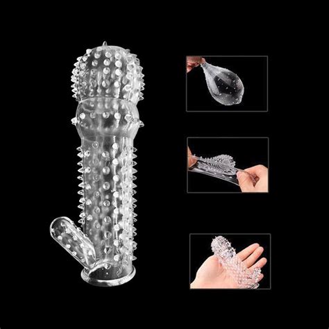 Pc Crystal Penis Extender Enlarger Sleeve Reusable Condom Delay Ejaculation Ebay