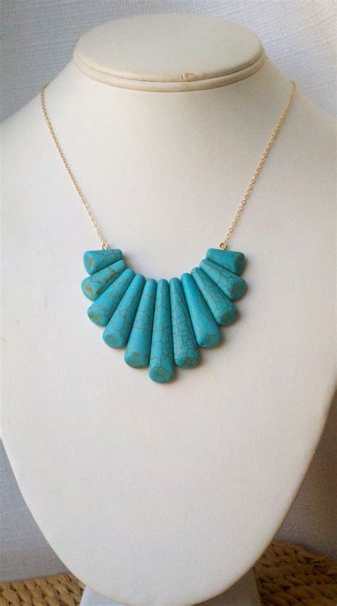 Short Gold Necklace With Turquoise Sdotjewelry Turquoise Necklace