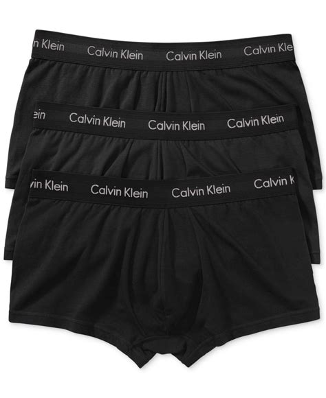 lyst calvin klein men s cotton stretch low rise trunks 3 pack in black for men