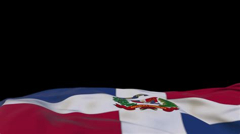 Bandera De Tela De República Dominicana Ondeando En El Bucle De Viento