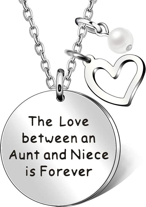 Aunt Niece Pendant Necklace Love Heart Pearl The Love Between An Aunt