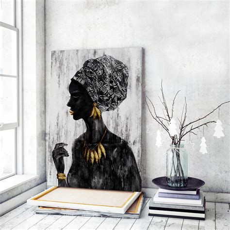 African American Wall Art Black Woman Wall Art Traditional Etsy