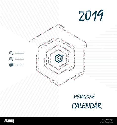 2019 Hexagonal Calendar Templatehexagon Shape Calendarcalendar 2019