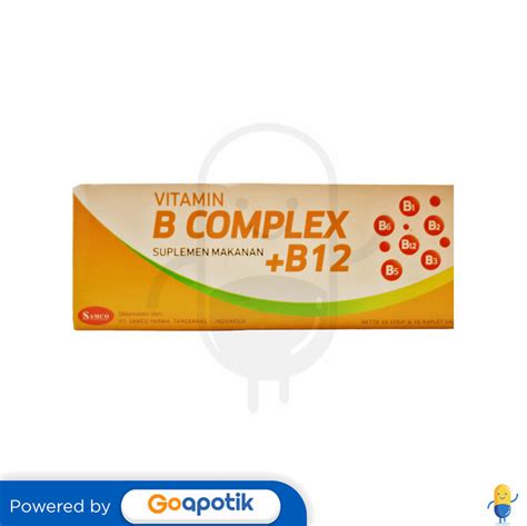 Vitamin B Complex B12 Samco Box 100 Kaplet Kegunaan Efek Samping