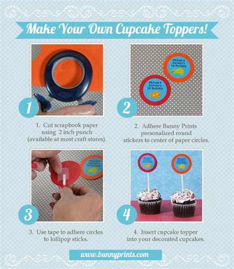 How To Create Your Own Cupcake Toppers Craft Stores Bunny Prints Cupcake Toppers